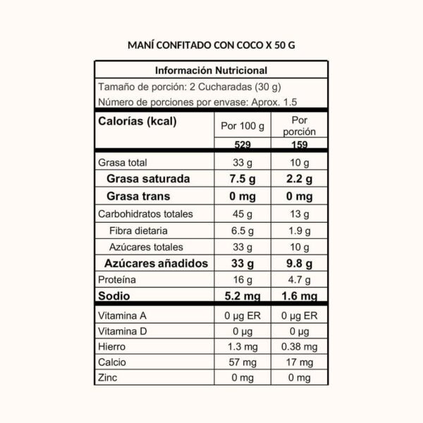 Second image of Maní con Coco 50g